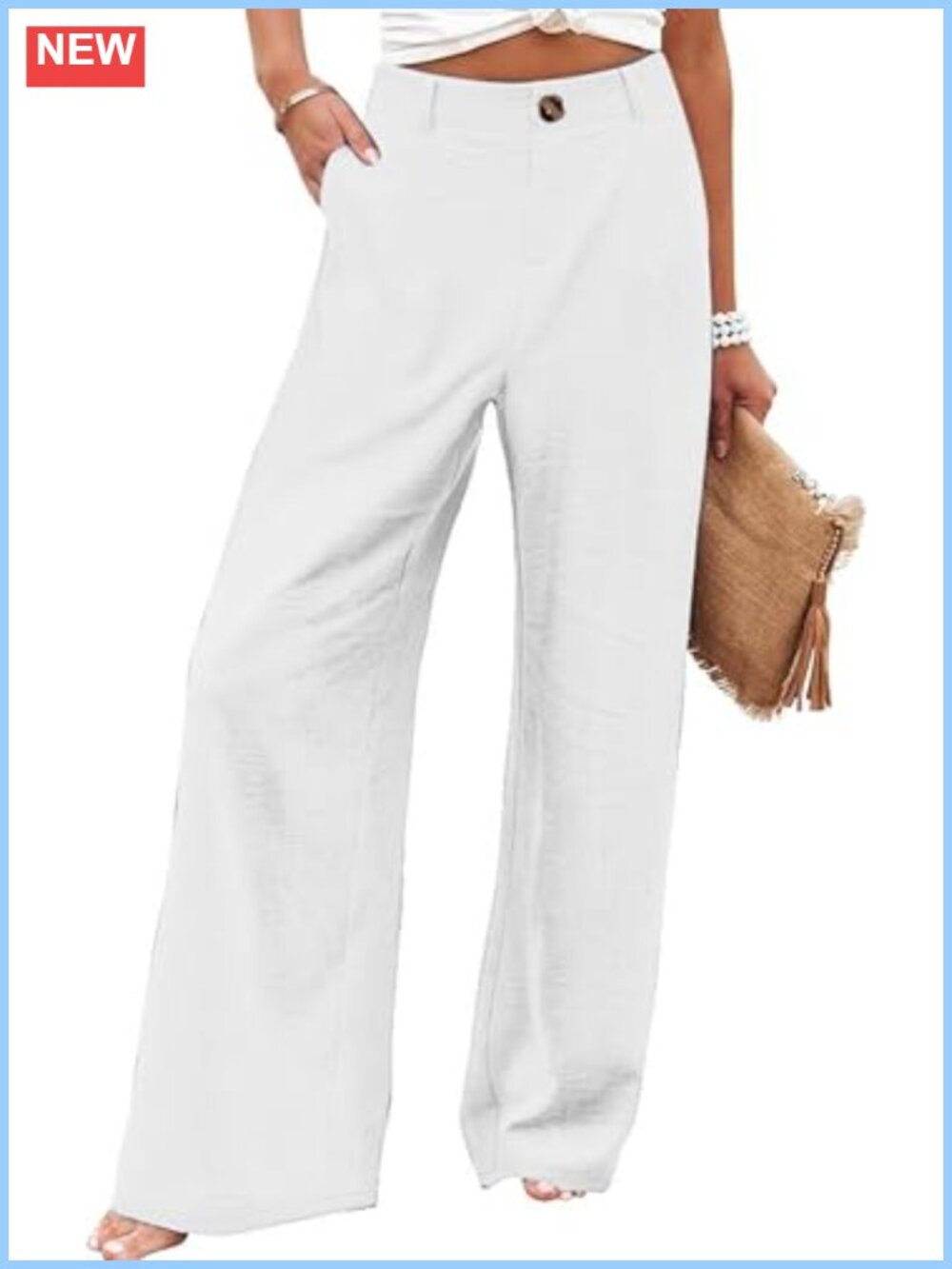 High Waist Wide Leg Palazzo Work Pants with Pockets